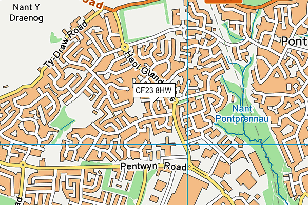 CF23 8HW map - OS VectorMap District (Ordnance Survey)