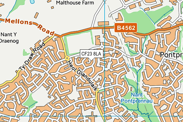 CF23 8LA map - OS VectorMap District (Ordnance Survey)