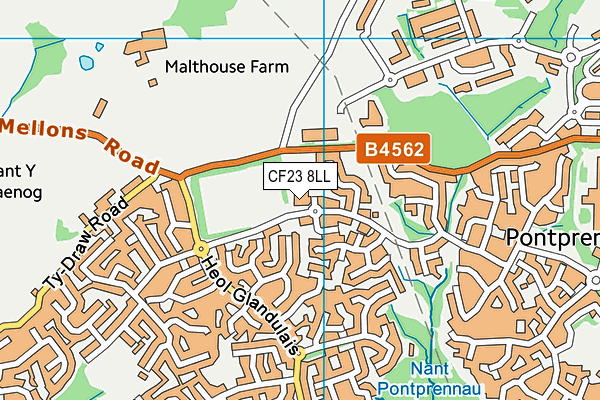 Pontprennau Primary School map (CF23 8LL) - OS VectorMap District (Ordnance Survey)