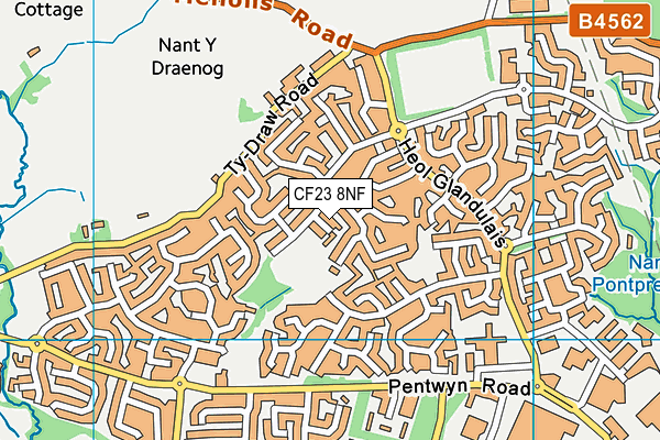 CF23 8NF map - OS VectorMap District (Ordnance Survey)