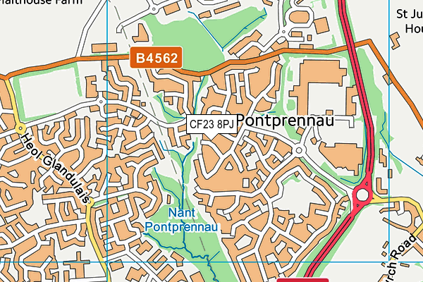 CF23 8PJ map - OS VectorMap District (Ordnance Survey)