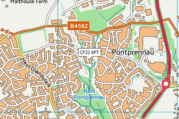 CF23 8PT map - OS VectorMap District (Ordnance Survey)