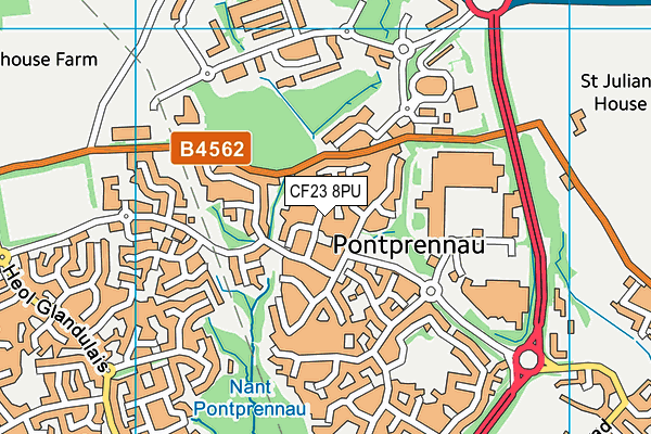 CF23 8PU map - OS VectorMap District (Ordnance Survey)