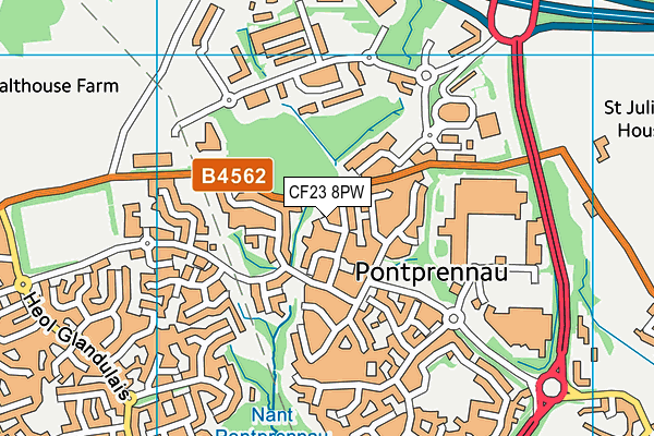 CF23 8PW map - OS VectorMap District (Ordnance Survey)