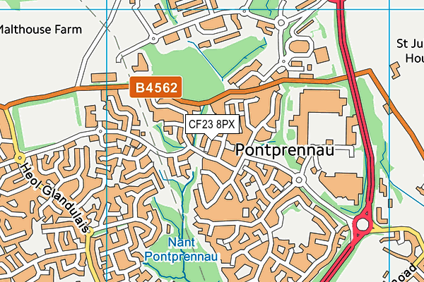CF23 8PX map - OS VectorMap District (Ordnance Survey)