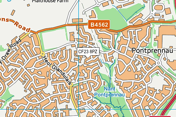 CF23 8PZ map - OS VectorMap District (Ordnance Survey)