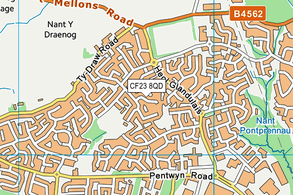 CF23 8QD map - OS VectorMap District (Ordnance Survey)