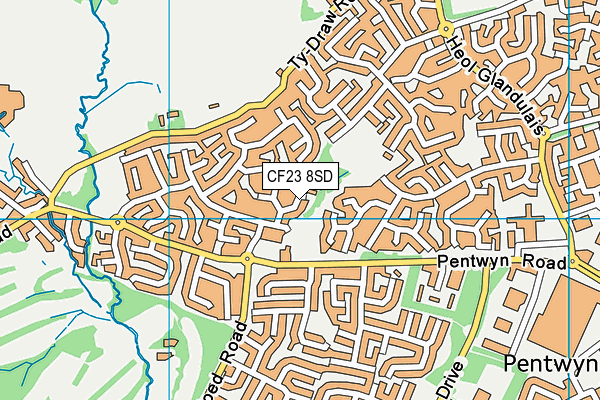 CF23 8SD map - OS VectorMap District (Ordnance Survey)