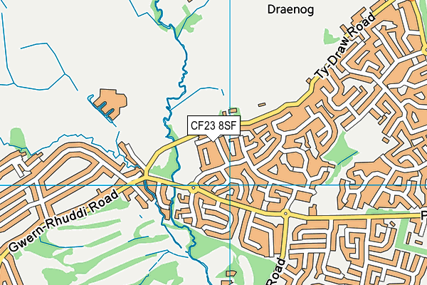 CF23 8SF map - OS VectorMap District (Ordnance Survey)