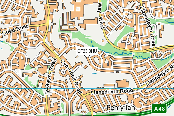 CF23 9HU map - OS VectorMap District (Ordnance Survey)