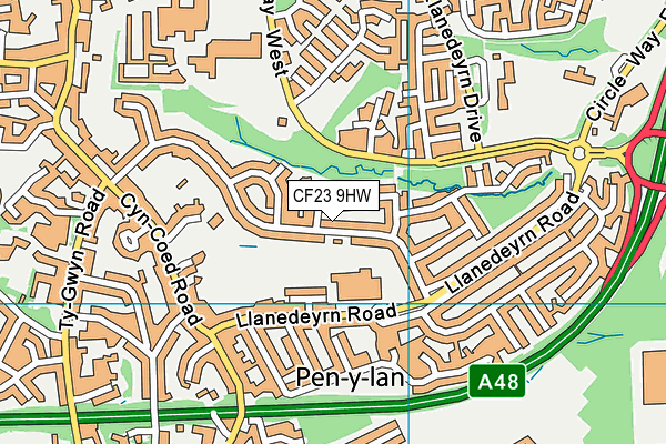 CF23 9HW map - OS VectorMap District (Ordnance Survey)
