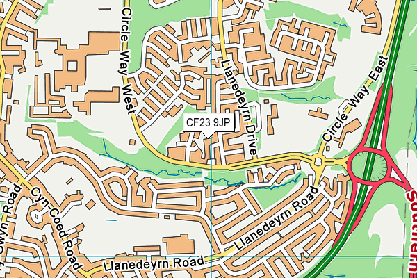 CF23 9JP map - OS VectorMap District (Ordnance Survey)