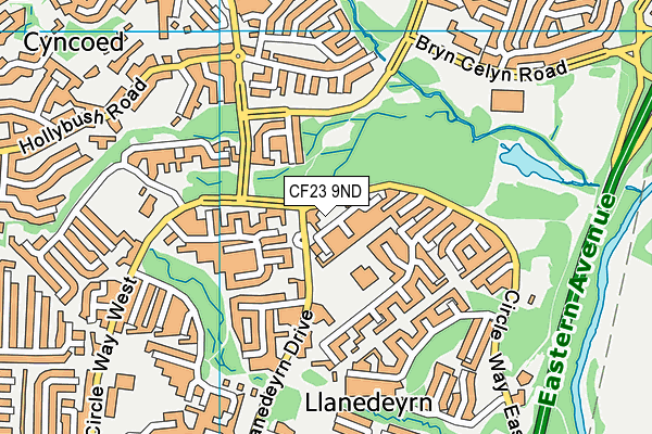 CF23 9ND map - OS VectorMap District (Ordnance Survey)