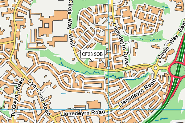 CF23 9QB map - OS VectorMap District (Ordnance Survey)