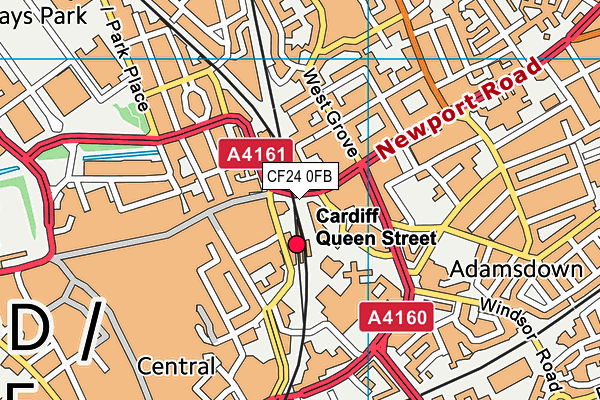 CF24 0FB map - OS VectorMap District (Ordnance Survey)