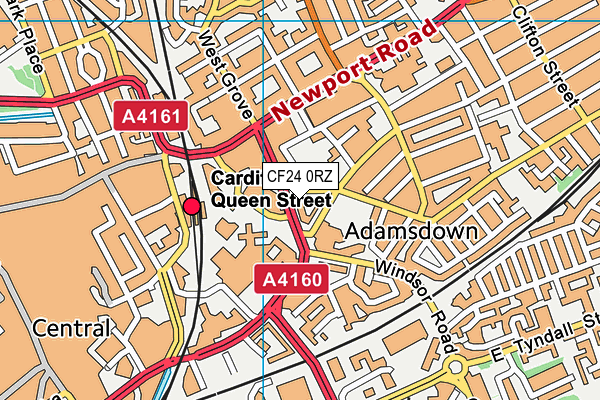 CF24 0RZ map - OS VectorMap District (Ordnance Survey)