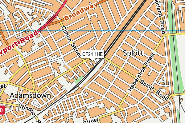 CF24 1HE map - OS VectorMap District (Ordnance Survey)