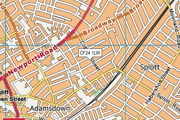 CF24 1LW map - OS VectorMap District (Ordnance Survey)