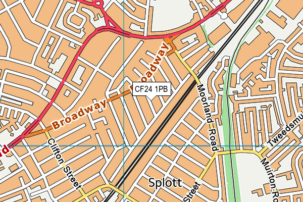 CF24 1PB map - OS VectorMap District (Ordnance Survey)