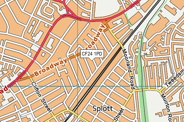 CF24 1PD map - OS VectorMap District (Ordnance Survey)