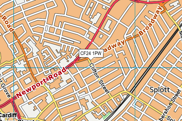 CF24 1PW map - OS VectorMap District (Ordnance Survey)