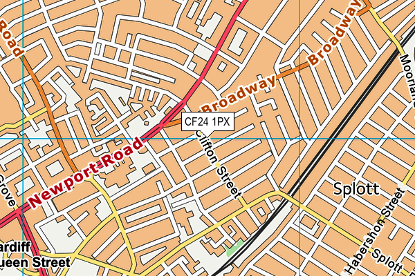 CF24 1PX map - OS VectorMap District (Ordnance Survey)