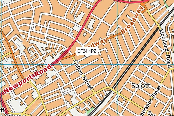 CF24 1PZ map - OS VectorMap District (Ordnance Survey)