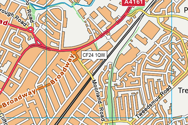 CF24 1QW map - OS VectorMap District (Ordnance Survey)