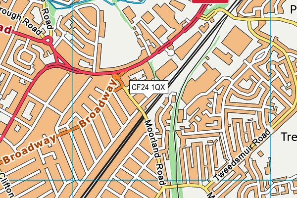 CF24 1QX map - OS VectorMap District (Ordnance Survey)