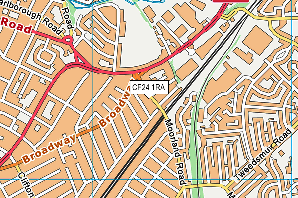 CF24 1RA map - OS VectorMap District (Ordnance Survey)