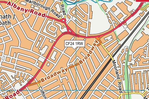 CF24 1RW map - OS VectorMap District (Ordnance Survey)