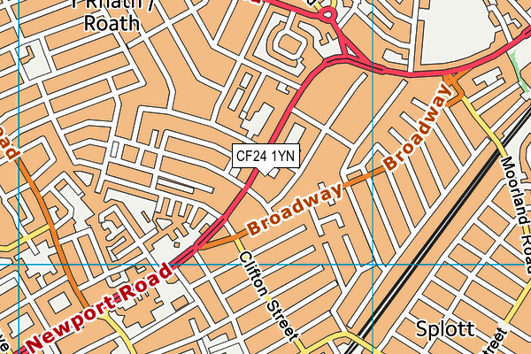 CF24 1YN map - OS VectorMap District (Ordnance Survey)