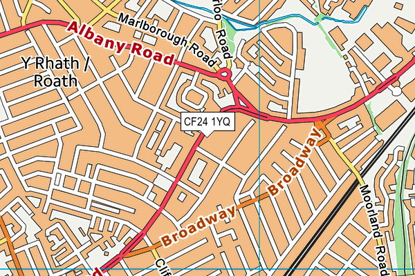 CF24 1YQ map - OS VectorMap District (Ordnance Survey)