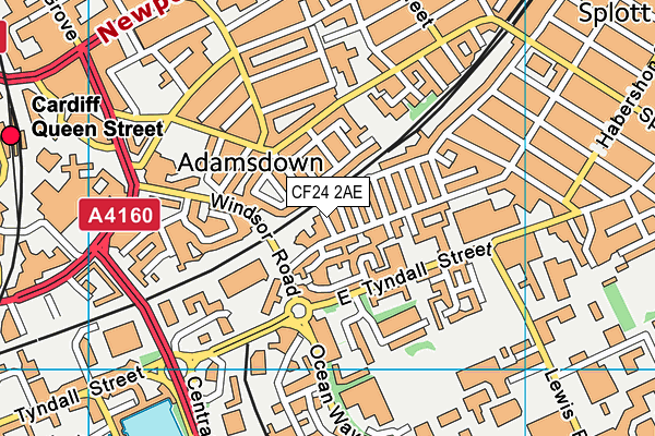 CF24 2AE map - OS VectorMap District (Ordnance Survey)