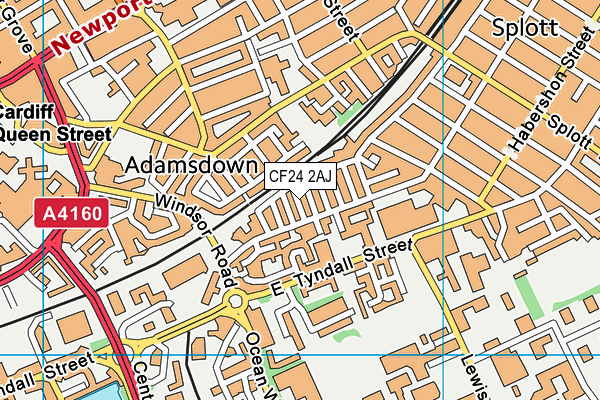 CF24 2AJ map - OS VectorMap District (Ordnance Survey)