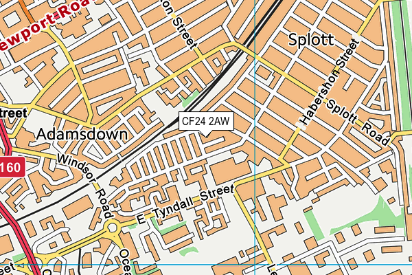 CF24 2AW map - OS VectorMap District (Ordnance Survey)