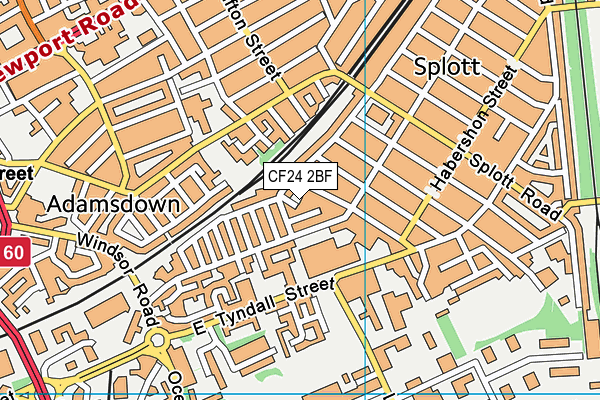 CF24 2BF map - OS VectorMap District (Ordnance Survey)