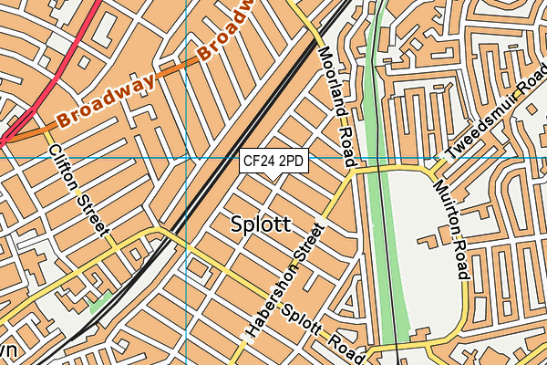 CF24 2PD map - OS VectorMap District (Ordnance Survey)