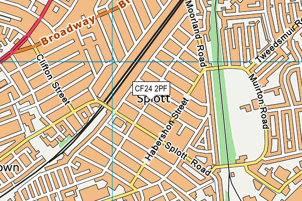 CF24 2PF map - OS VectorMap District (Ordnance Survey)