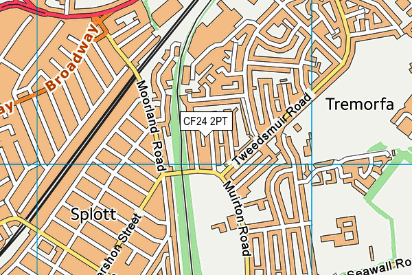 CF24 2PT map - OS VectorMap District (Ordnance Survey)