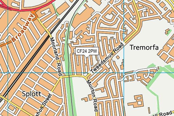 CF24 2PW map - OS VectorMap District (Ordnance Survey)