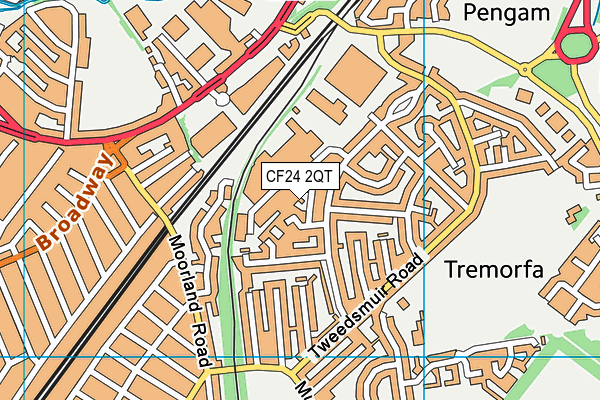 CF24 2QT map - OS VectorMap District (Ordnance Survey)