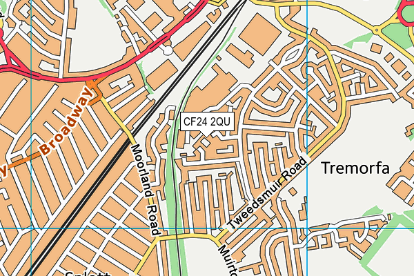 CF24 2QU map - OS VectorMap District (Ordnance Survey)