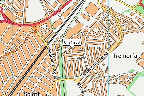 CF24 2SB map - OS VectorMap District (Ordnance Survey)