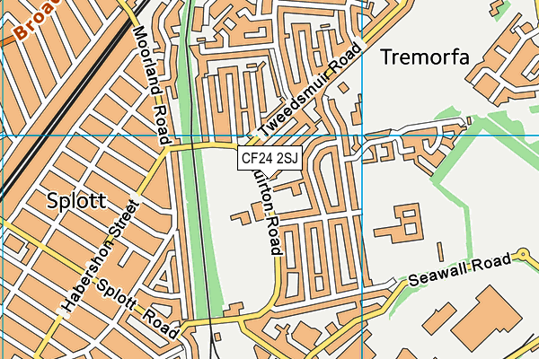 CF24 2SJ map - OS VectorMap District (Ordnance Survey)