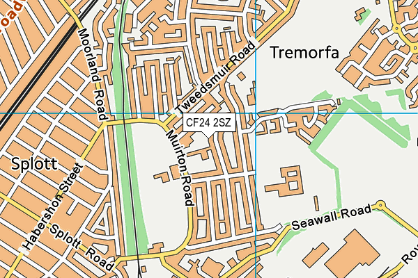 CF24 2SZ map - OS VectorMap District (Ordnance Survey)