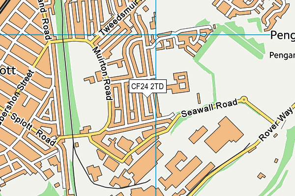 CF24 2TD map - OS VectorMap District (Ordnance Survey)