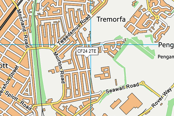 CF24 2TE map - OS VectorMap District (Ordnance Survey)