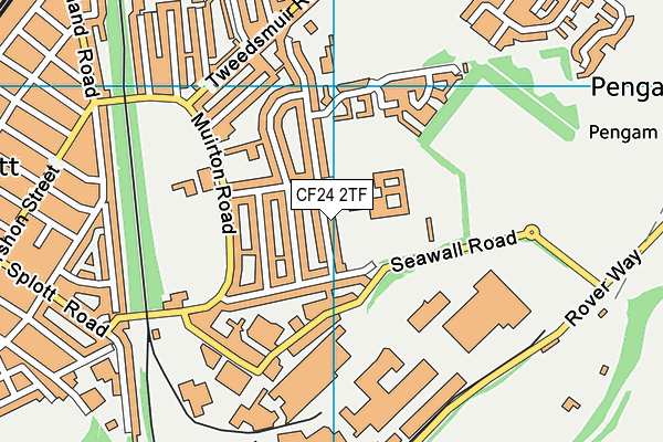 CF24 2TF map - OS VectorMap District (Ordnance Survey)