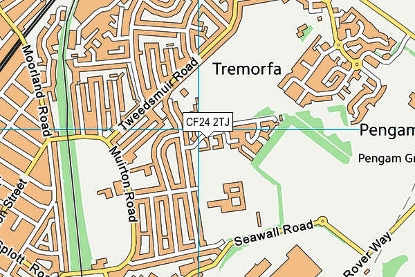 CF24 2TJ map - OS VectorMap District (Ordnance Survey)